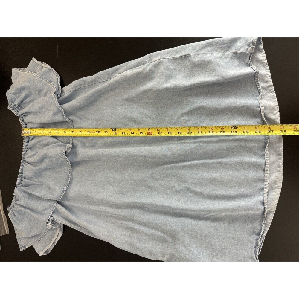 Zara mini Dress Blue Chambray Off The Shoulder Ruffled - Picture 6 of 9